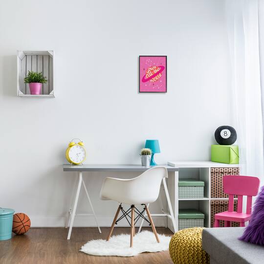 Stupell Industries You're Out of This World Phrase Valentine Pink Planet in Frame Wall Art